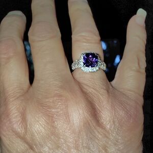 NWT Amethyst With Crystals Size 6 Sterling Silver Ring.